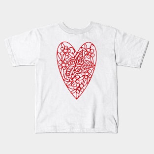 Filigree Floral Heart Kids T-Shirt